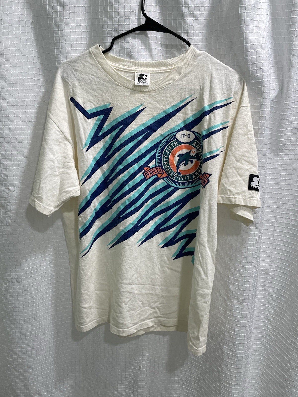 Miami Dolphins Starter NFL football Tee Shirt Shark Tooth Size Large gallery