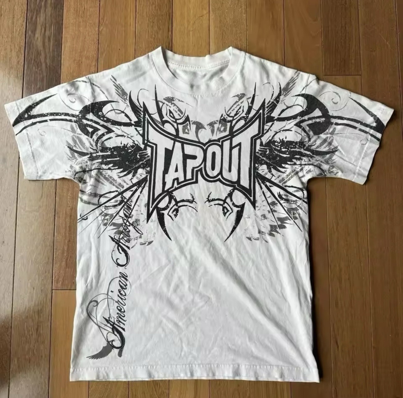 Mens Y2K Gothic Graphic T Shirt Streetwear TAPOUT Wing Grunge Vinatage Tee gallery
