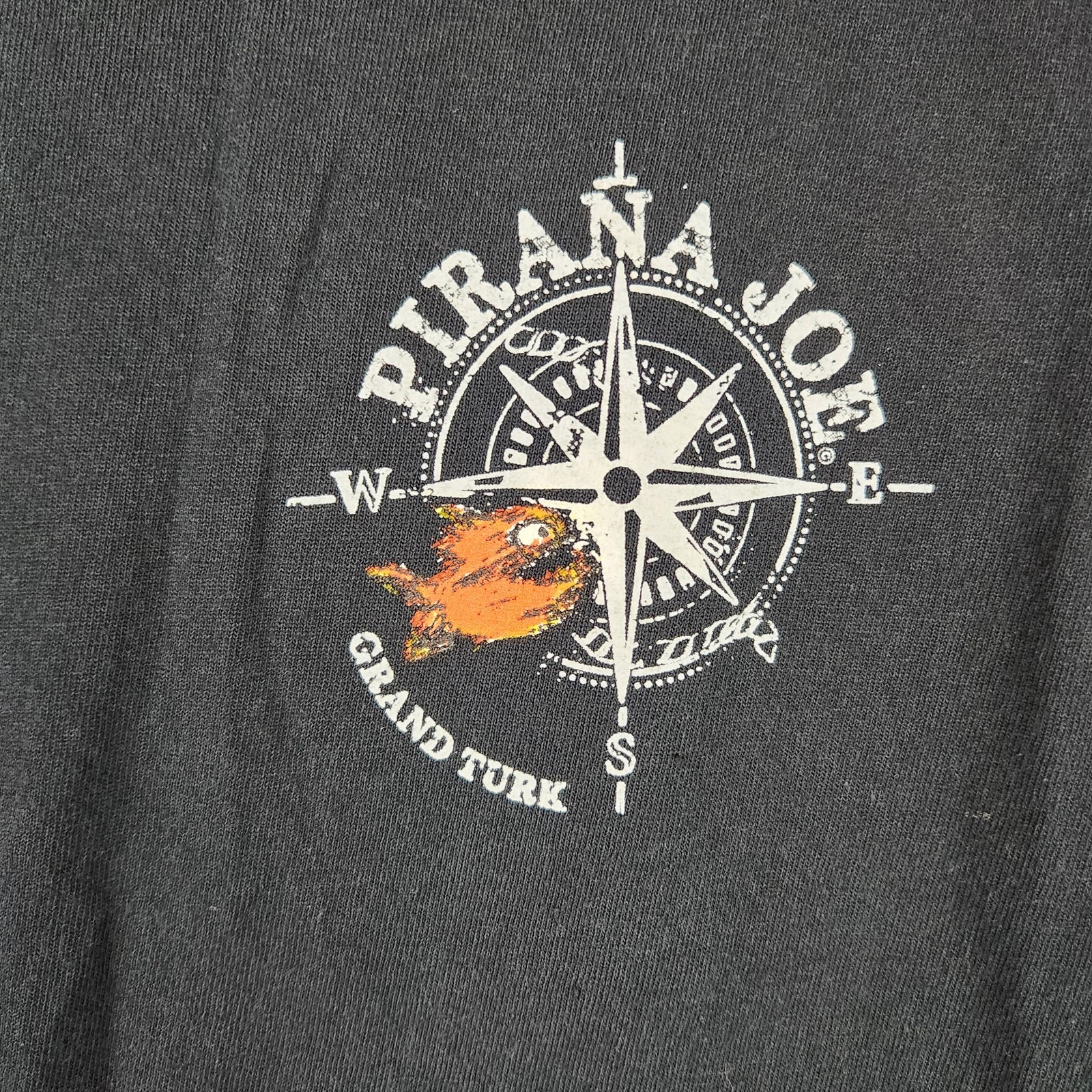 Pirana Joe Shirt Mens Large Black Grand Turk Compass Nautical Fish Graphic Logo gallery