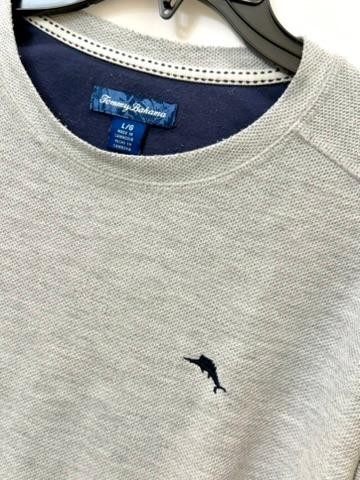 Tommy Bahama Shirt Mens Large Gray Long Sleeve Marl Knit Marlin Logo Pullover gallery
