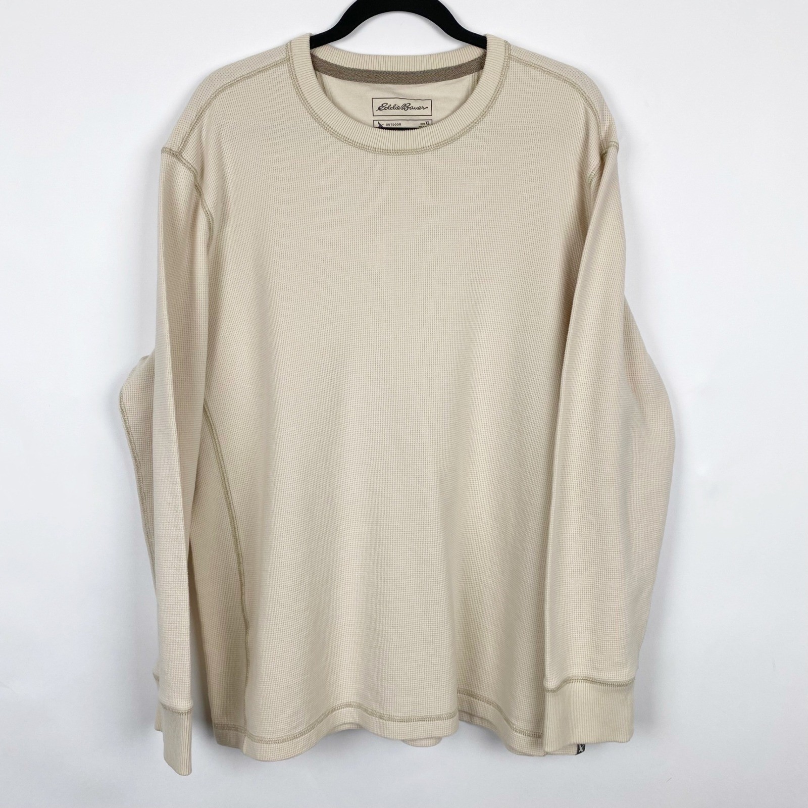 Eddie Bauer Outdoor Waffle Knit Thermal Crew Neck Shirt Mens XL Tan gallery