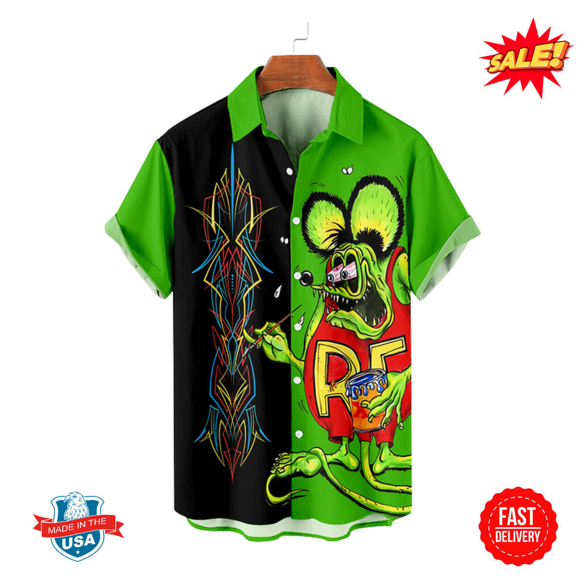 3D shirt,polyester Rat Fink Hawaiian Collection S-5XL Tee M85.75