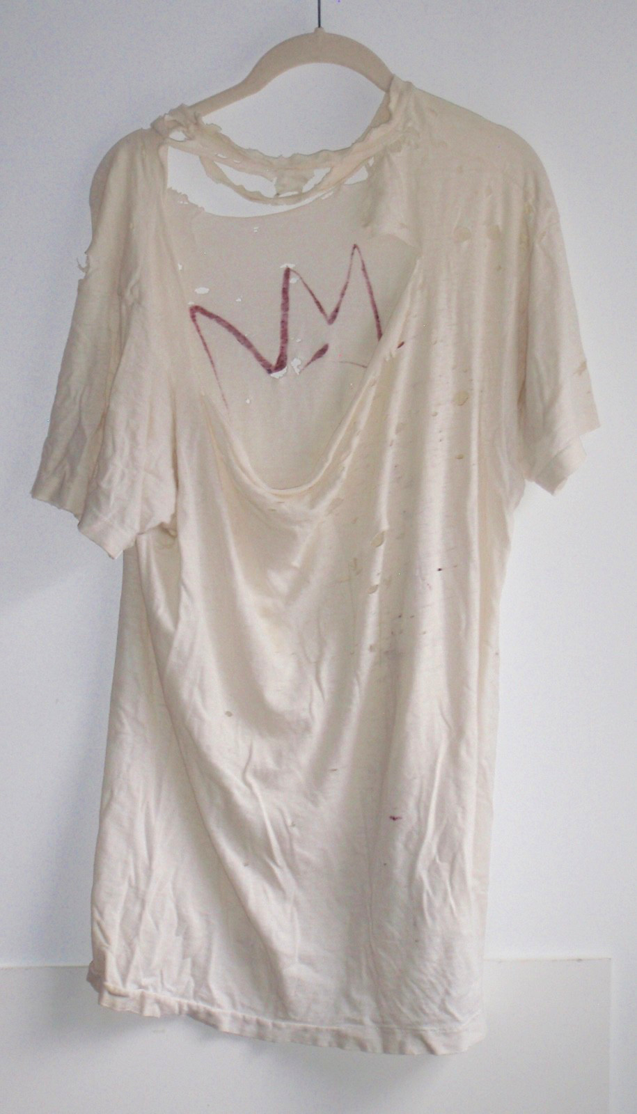 Thrashed Sheer 90s White Men 2XL T-Shirt Hand Drawn Graphic Single Stitch Ripped gallery