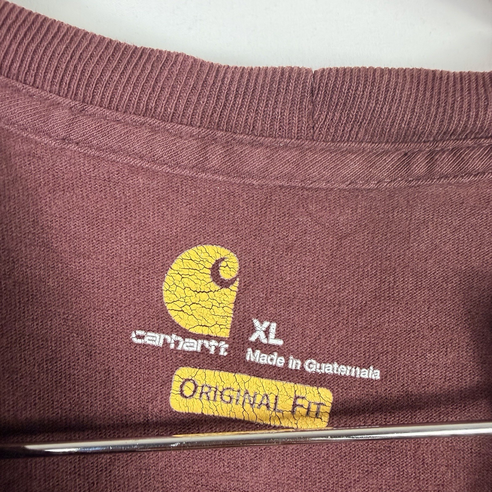 Carhartt T-Shirt Men's XL Original Fit Red Short Sleeve Pocket 100% Cotton gallery