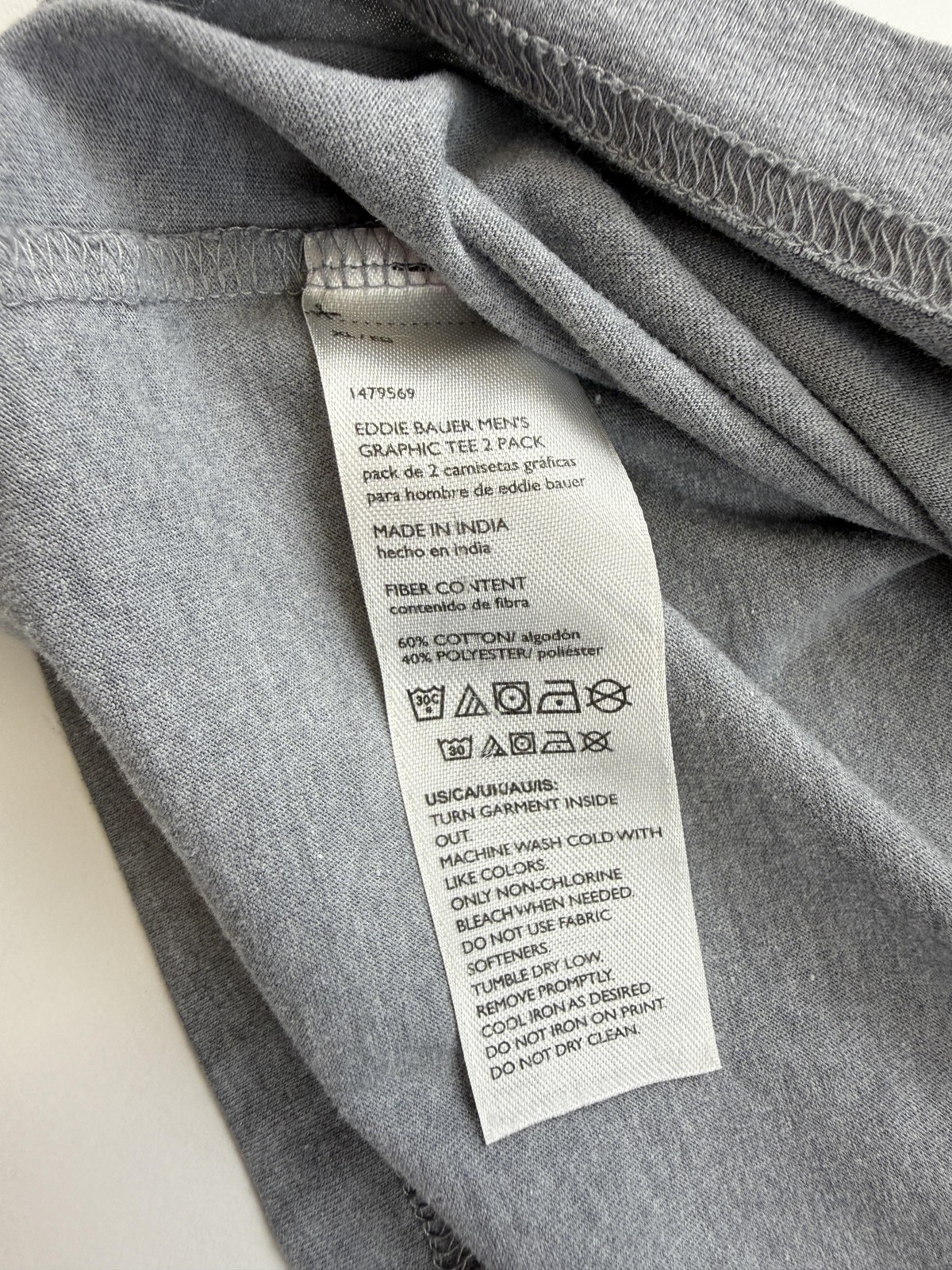 Eddie Bauer Shirt Mens XL Gray Solid Tagless Cotton Blend Tee Crewneck gallery