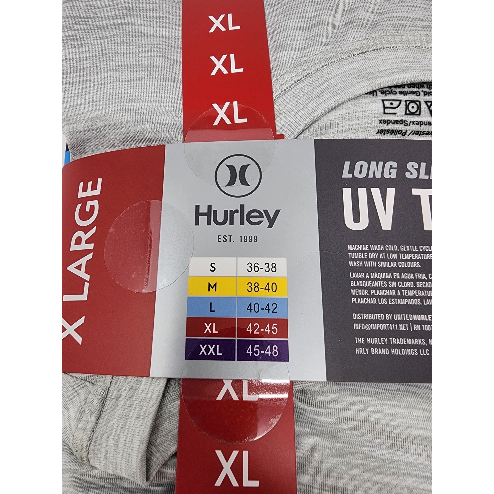 Hurley Mens Long Sleeve UV Tee Shirt Gray Poly Blend Athletic Workout Size XL gallery