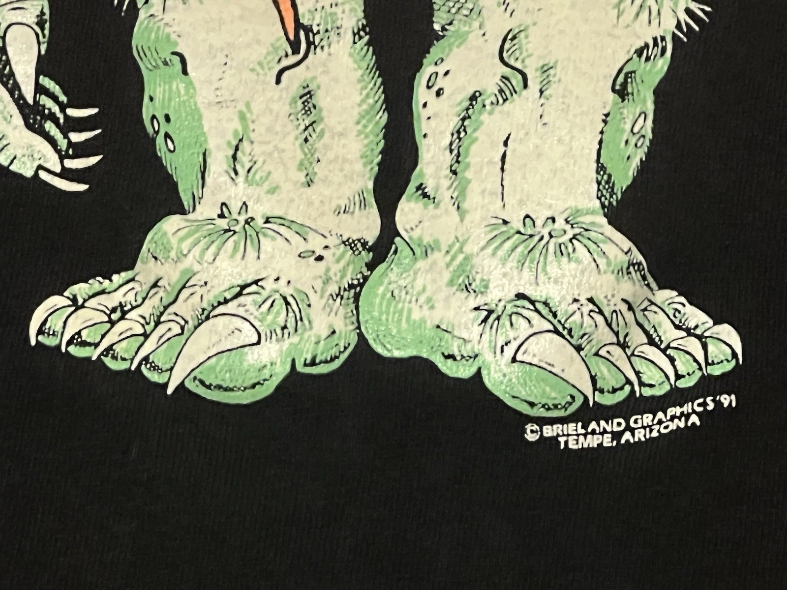 Vintage 90s Halloween Monster XL Black Glow In The Dark T Shirt Made In USA gallery