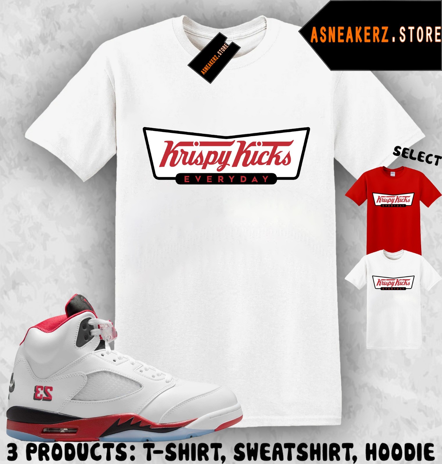 Tee Shirt Matching 5 OG Fire Red 2025 To Match Sneaker Krispy Kicks T-Shirt gallery