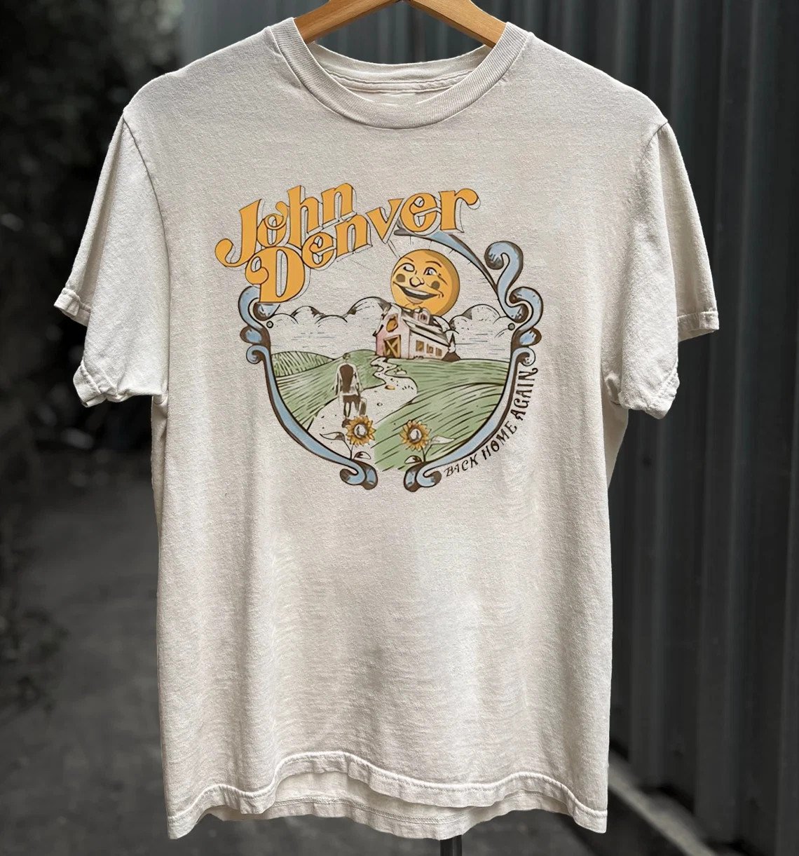 John Denver back Home Again White T Shirt Full Size S-5XL SS841