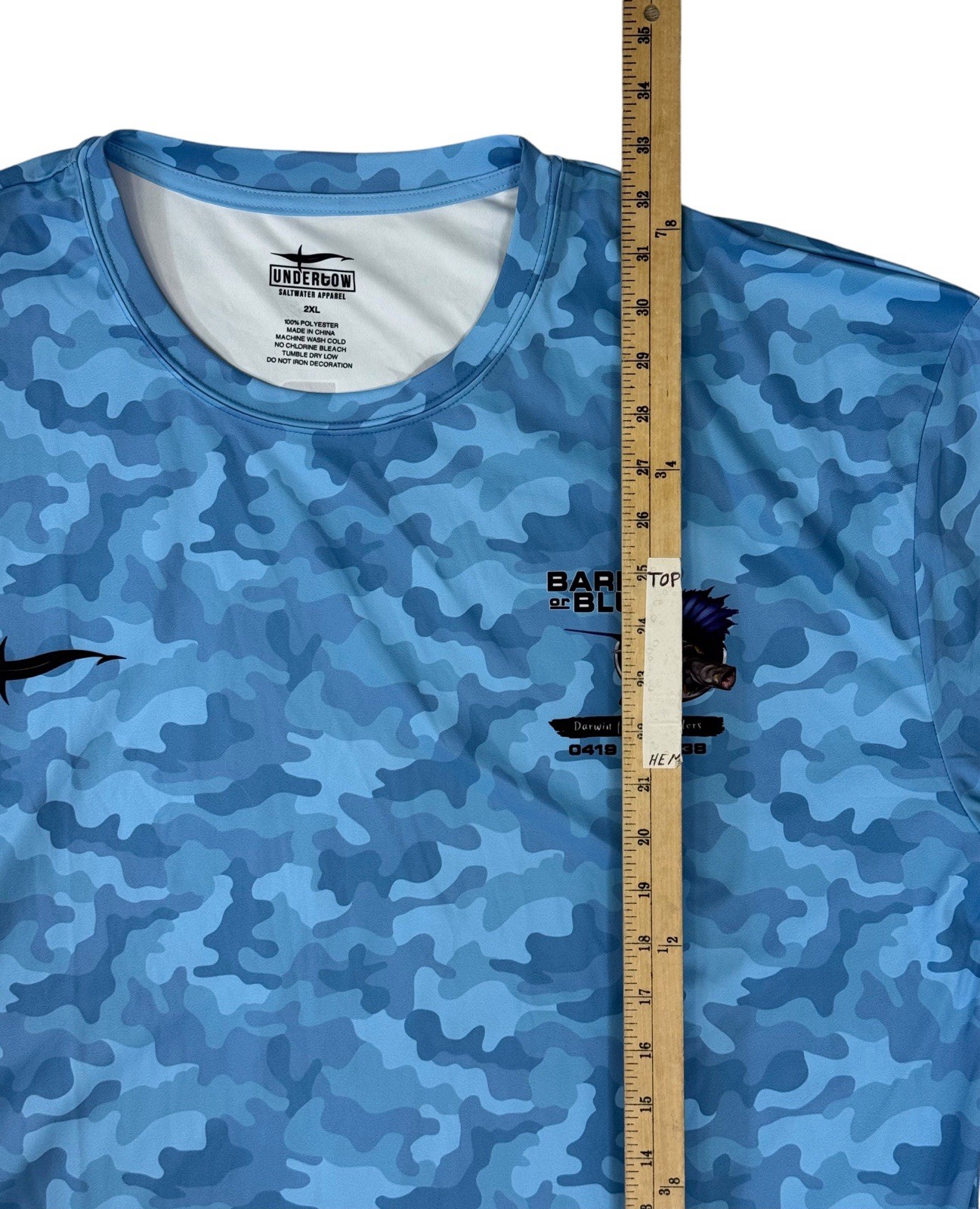 Undertow Saltwater Apparel Mens 2XL Blue Fishing Shirt Stretch UV Sun Shirt gallery