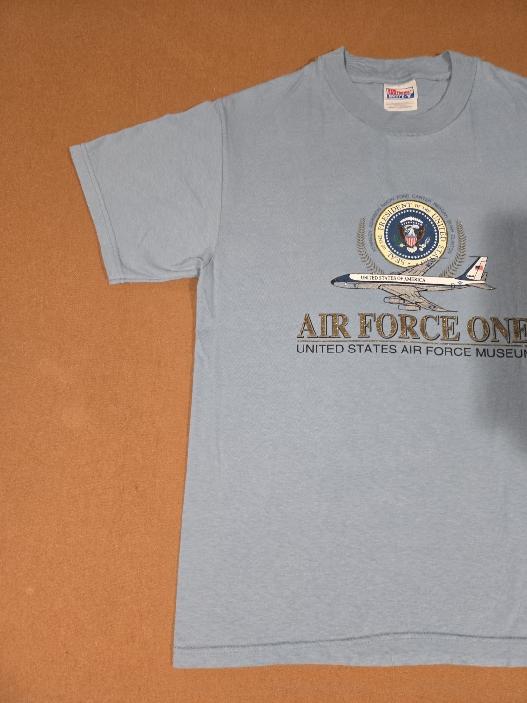 Air Force One Presidential Clinton Bush 90s Museum Vintage Blue Men's T Shirt M gallery