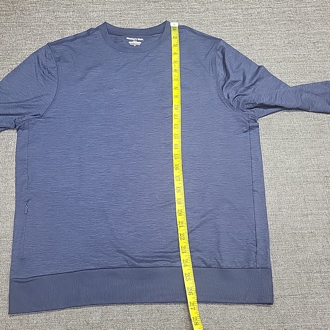 Members Mark Mens Top Medium Size Blue Long Sleeves Soft Pullover w Zip Pocket gallery