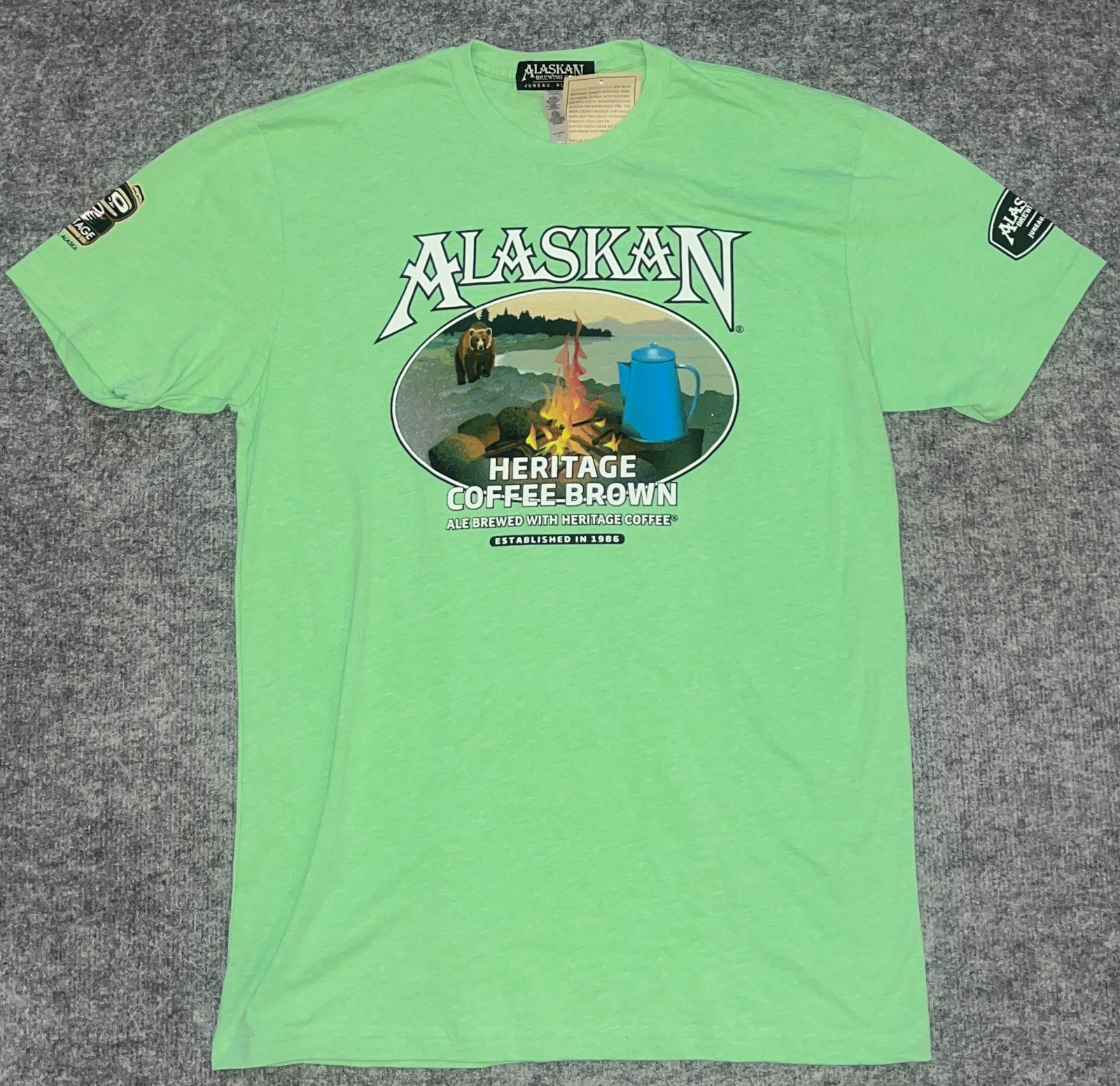 nwt ALASKAN BREWING COFFEE BROWN ALE TEE Alaska Heritage Coffee Beer L t-shirt gallery