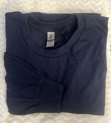 Gildan Men’s Ultra Preshrunk Cotton Crew Neck T-Shirt XL Navy Long Sleeves