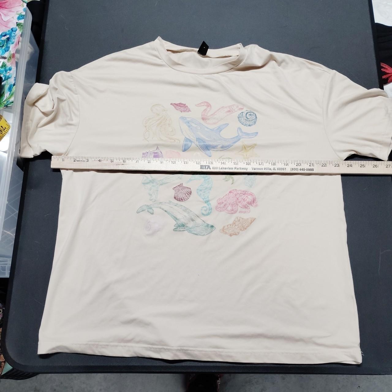 Ocean Wildlife Art Tee Shien Beige Size Large Pre Owned A291ed gallery