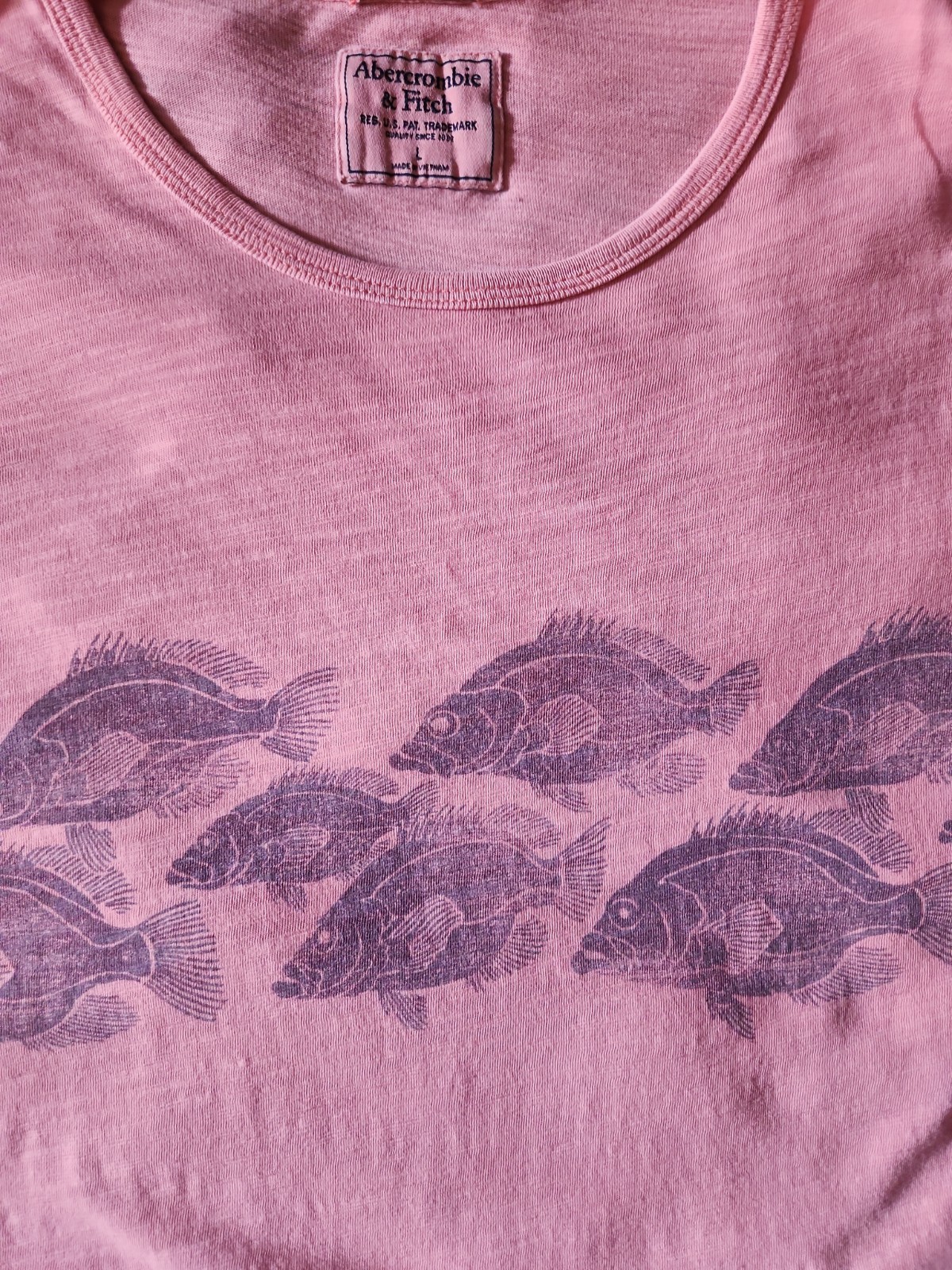 Abercrombie & Fitch Garment Dyed T-shirt - Fish Graphic- Mens Size Large gallery