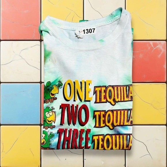 Vintage 90s One Tequila Two Tequila Three Tequila Floor Cancun T-Shirt Large gallery