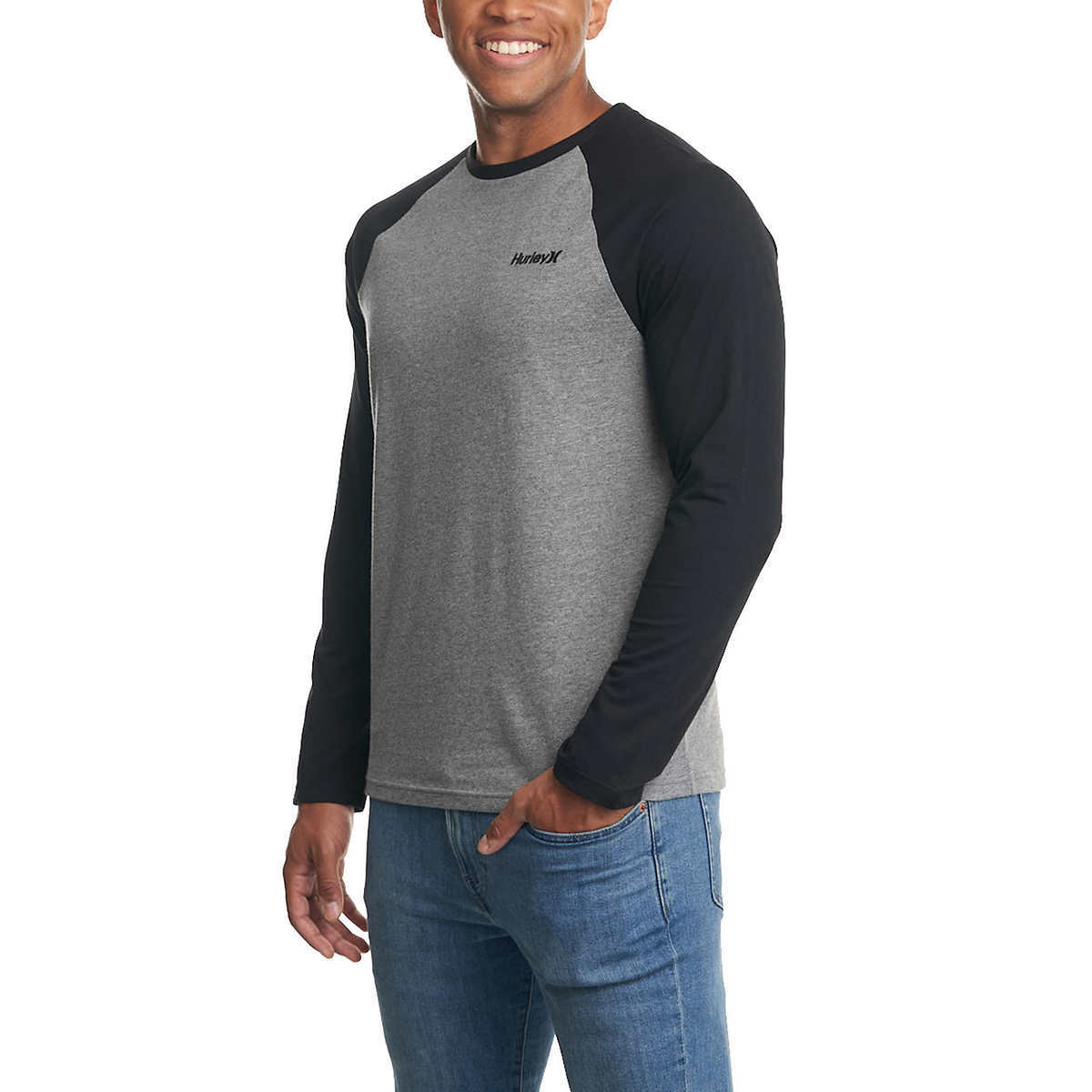 NWT Hurley Men's Raglan Long Sleeve Tee, Light Weight gallery