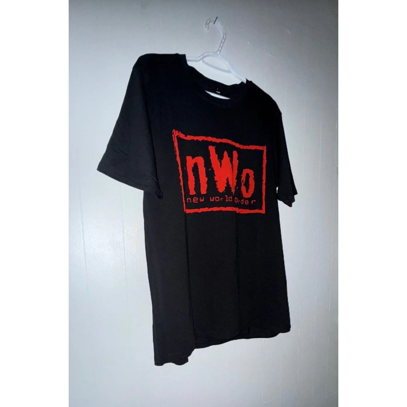 WWE WCW nWo New World Order Wrestling T-Shirt Black Red Logo Size XL gallery