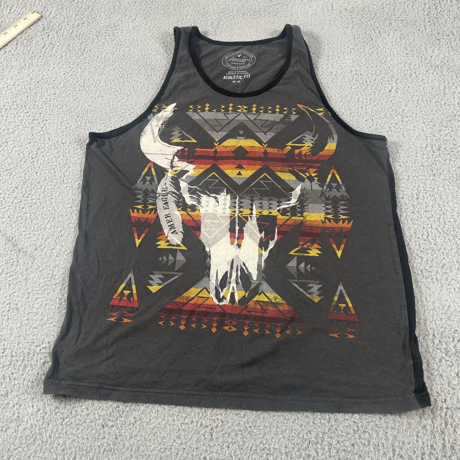 American Eagle Outfitters Shirt Mens Medium Gray Western Skull Graphic Tank Top gallery