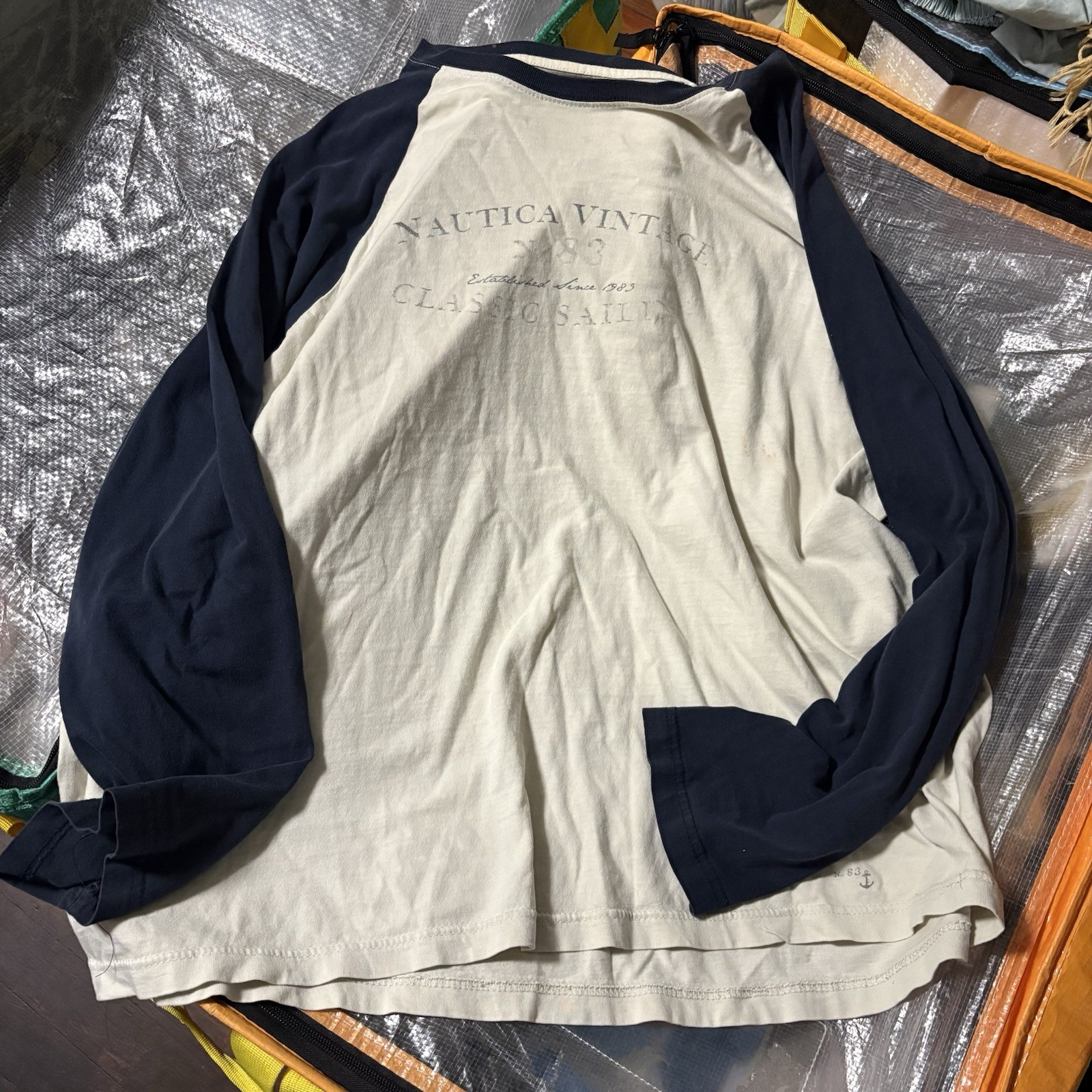Nautica Vintage Classic Sailing Raglan Long Sleeve Shirt XL gallery