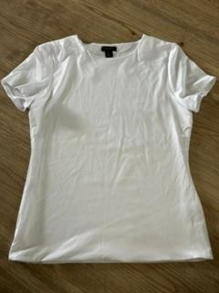 Halogen White Short Sleeve Crew Neck T-Shirt Womens Size Medium Stretch Tee