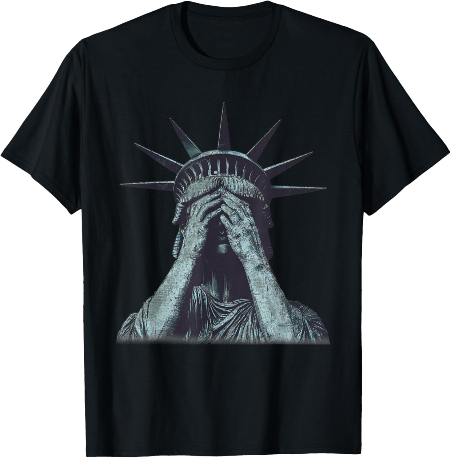 Statue of Liberty Weeping Distressed Cry America Statue USA T-Shirt gallery