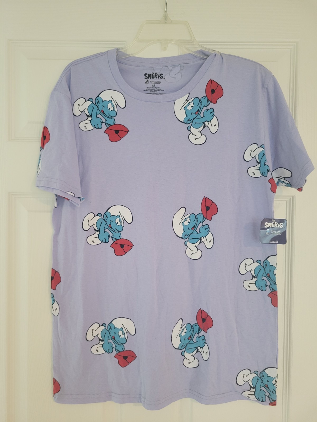 NWT All Over Smurf w/ Poppy Periwinkle (Blue-Purple) Tshirt Size M