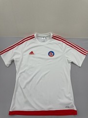 Adidas Mens XL White Striped Climalite Short Sleeve Jersey Crew Neck