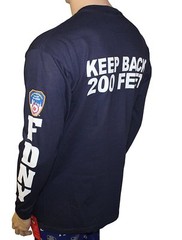 FDNY Long Sleeve Officially Licensed Keep Back 200 Feet T-Shirt Navy