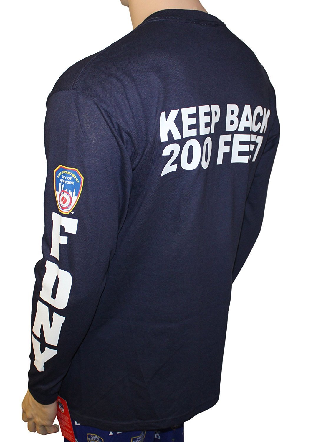FDNY Long Sleeve Officially Licensed Keep Back 200 Feet T-Shirt Navy gallery