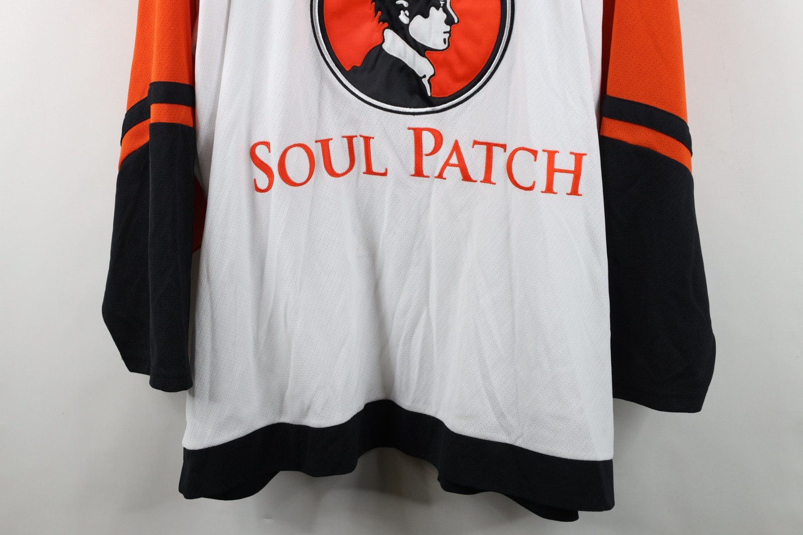 Vintage 90s CCM Mens XL Soul Patch Mesh Hockey Jersey Orange White Polyester gallery