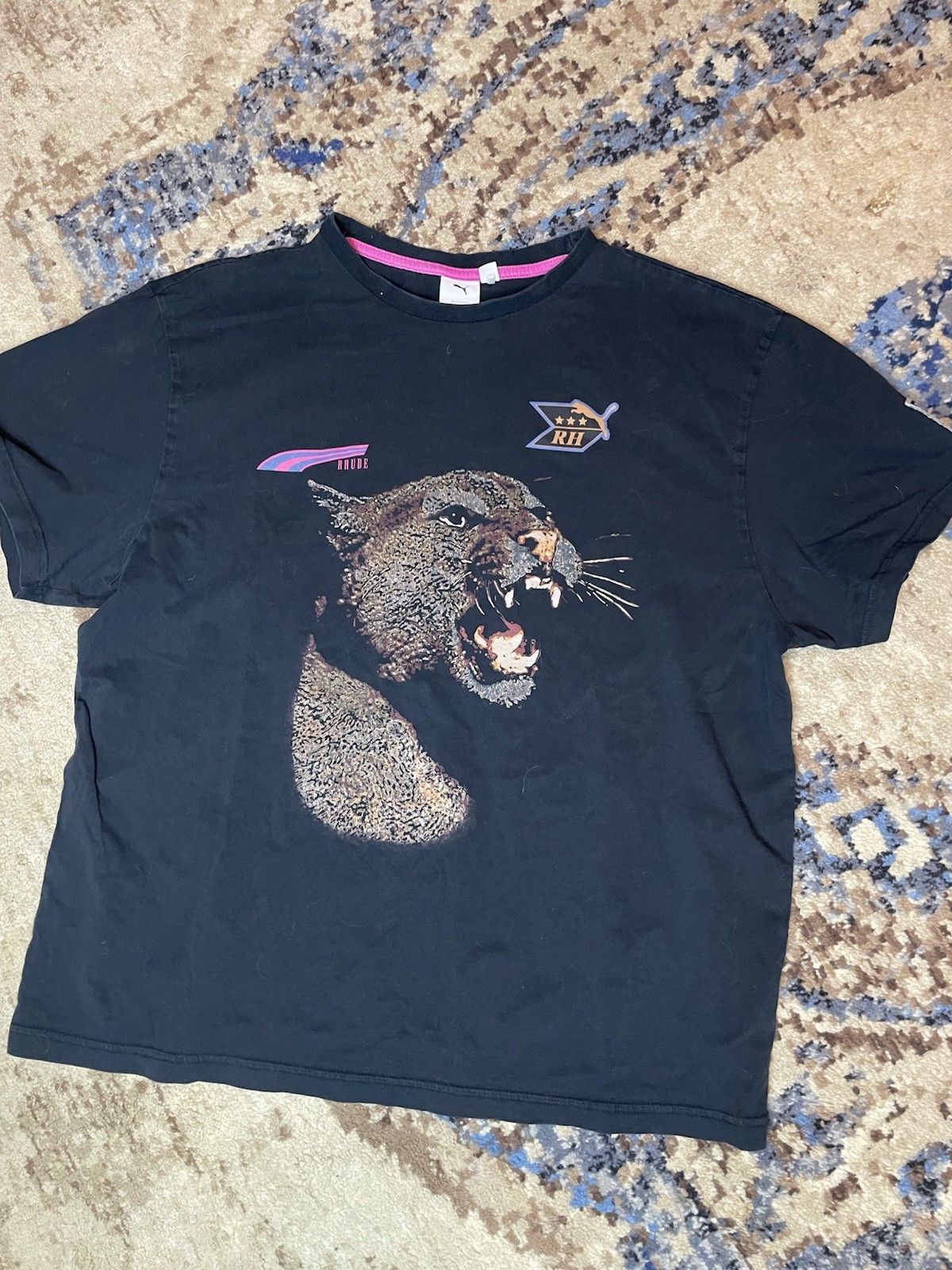 Puma X Rhude Graphic T Shirt Large Black Cheeta￼ gallery