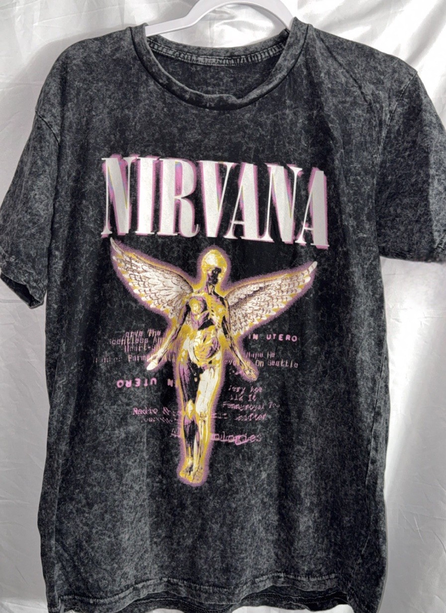 Nirvana Men’s Shirt Distressed Fade Acid Wash Size Medium Pre Owned gallery