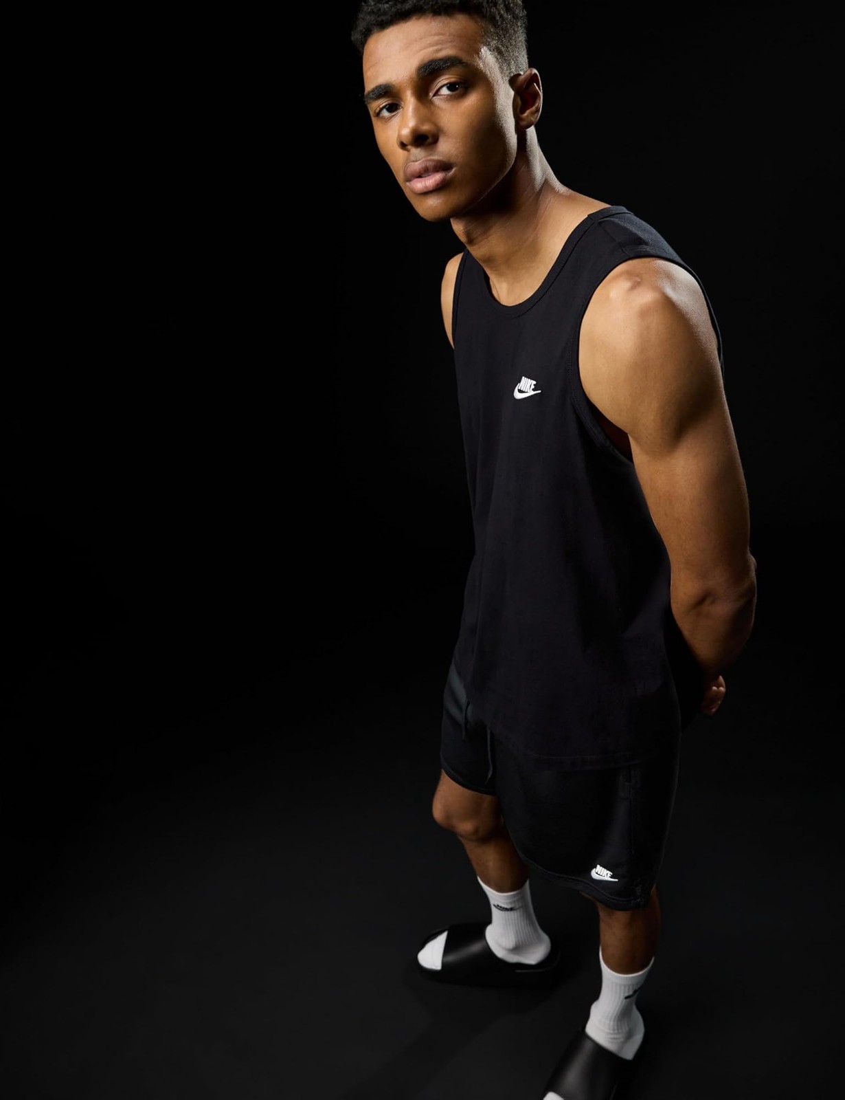Nike Men's Sportswear Club Tank, Black/White, Small - Black/White - Small gallery