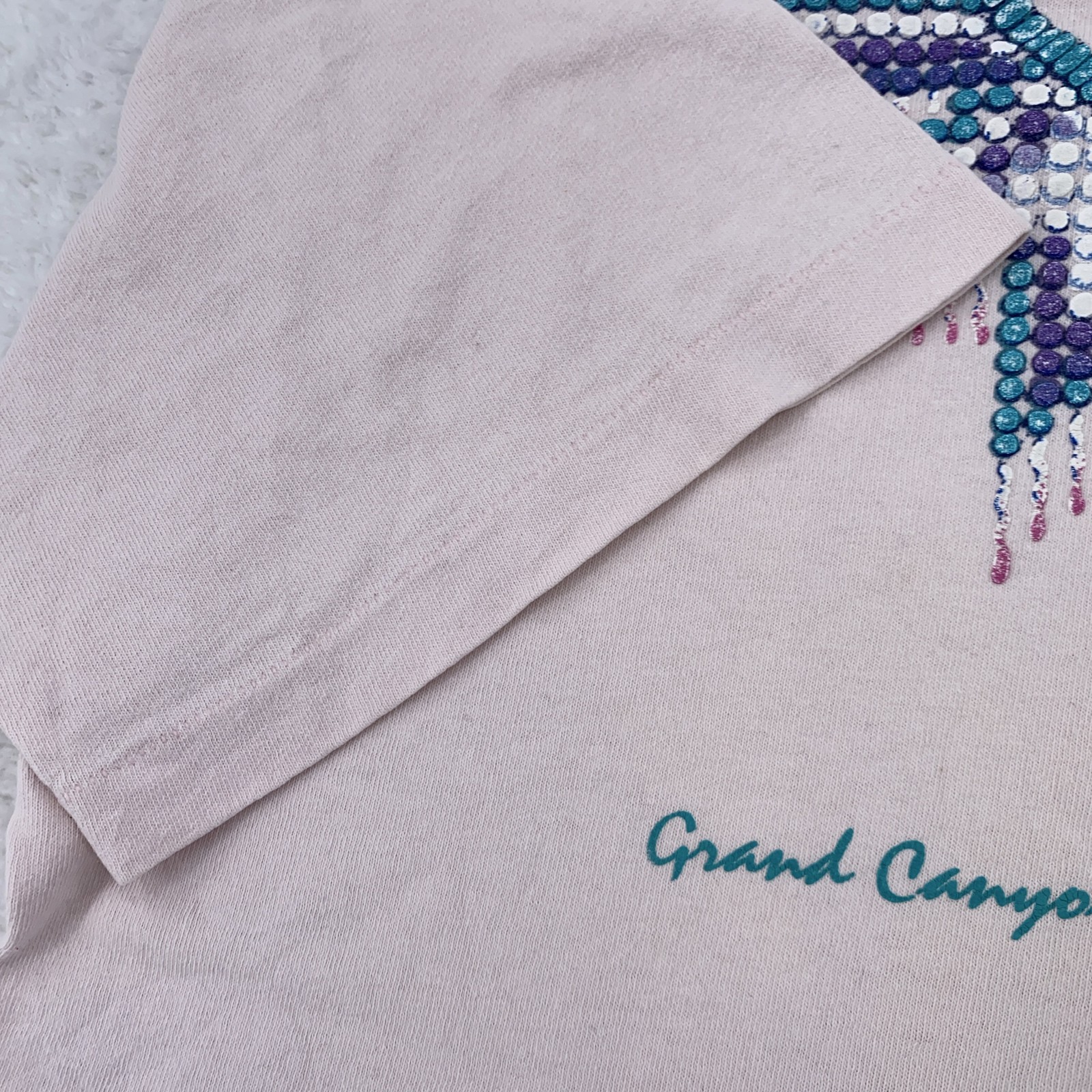 Vintage Grand Canyon Shirt Mens Large Beaded Feather Graphic Anvil USA 90s Tee gallery