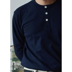 BOB DONG Fall Winter Basic Shirt Cotton Men’s Long Sleeve Henley Shirt Slim Top