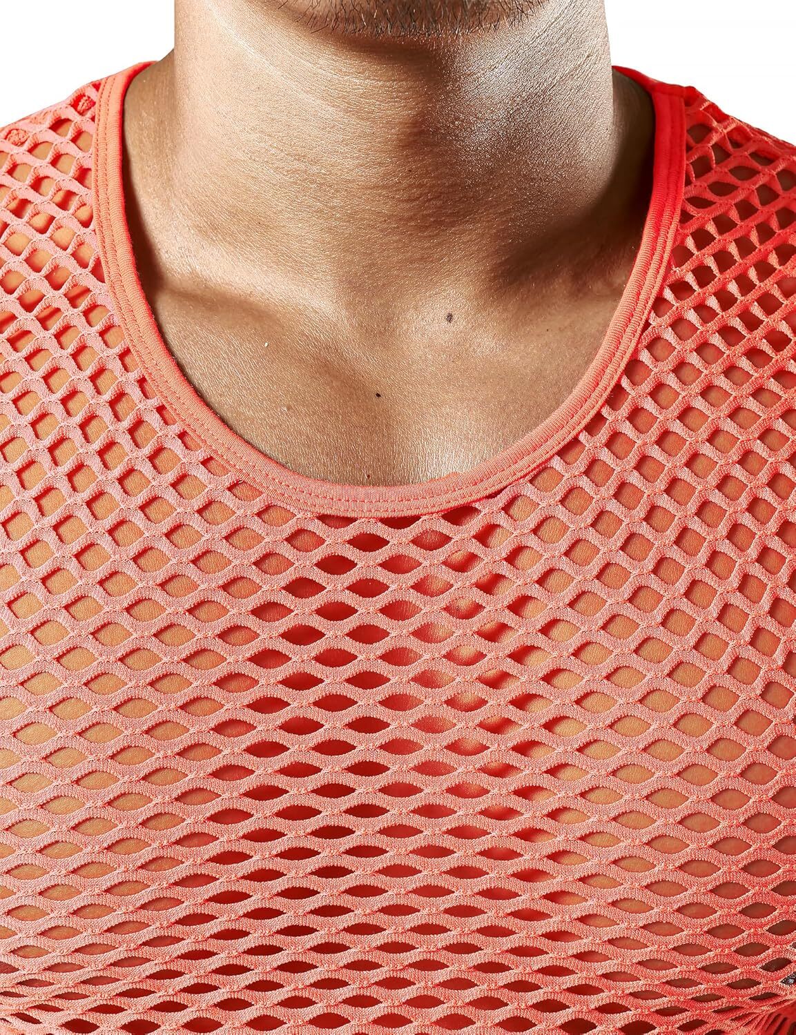 Men's Fishnet Muscle Top Sleeveless Fitted See Through Mesh Shirt Clubwear Gym gallery