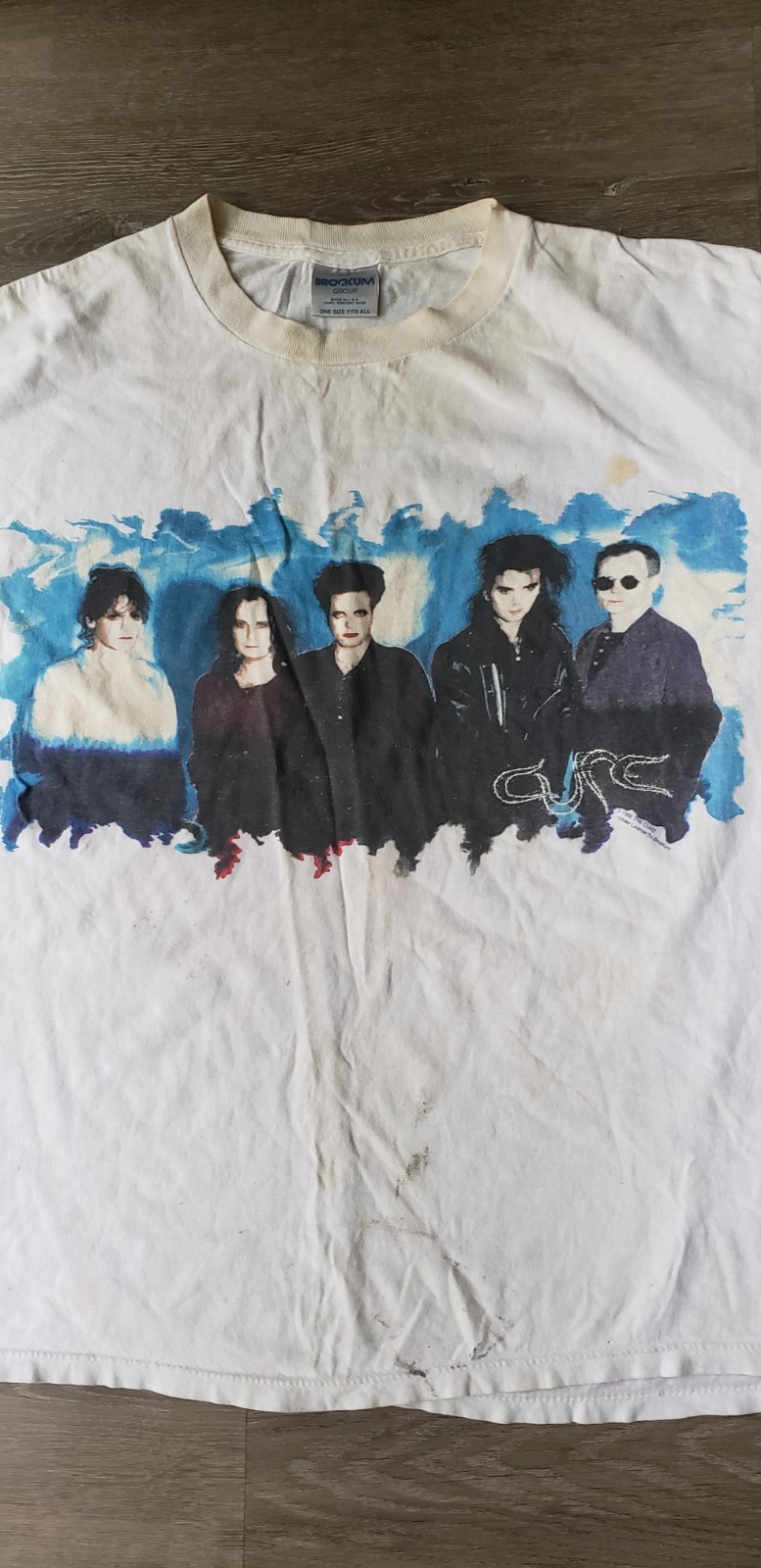 VTG 90s Brockum The Cure WISH TOUR 1992 White TShirt Oversized OSFA Y2K STAINS gallery