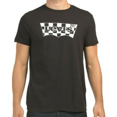 NWT LEVI’S MSRP $28.99 DUBAI CHECK WING LOGO MEN’S BLACK SHORT SLEEVE T-SHIRT S