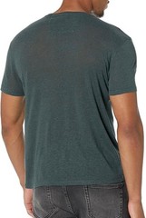 John Varvatos Men’s Evolution Floral Embroidery Linen SS Crew T-Shirt Dried Sage