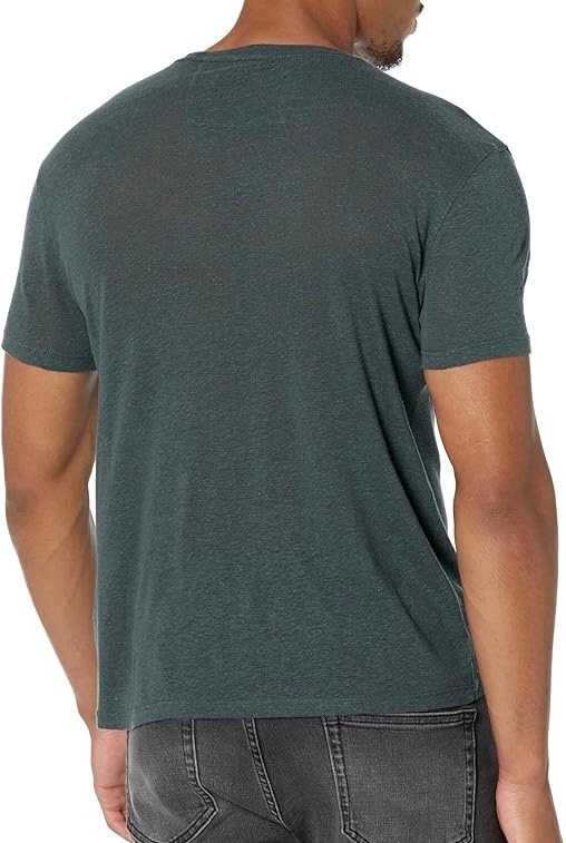 John Varvatos Men's Evolution Floral Embroidery Linen SS Crew T-Shirt Dried Sage gallery