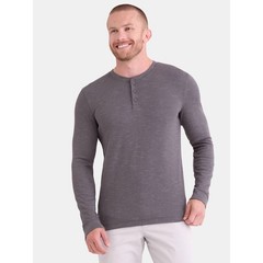 3XLT Thermal Henley 3 Button Long Sleeves Charcoal Gray Men’s 3XL Tall New