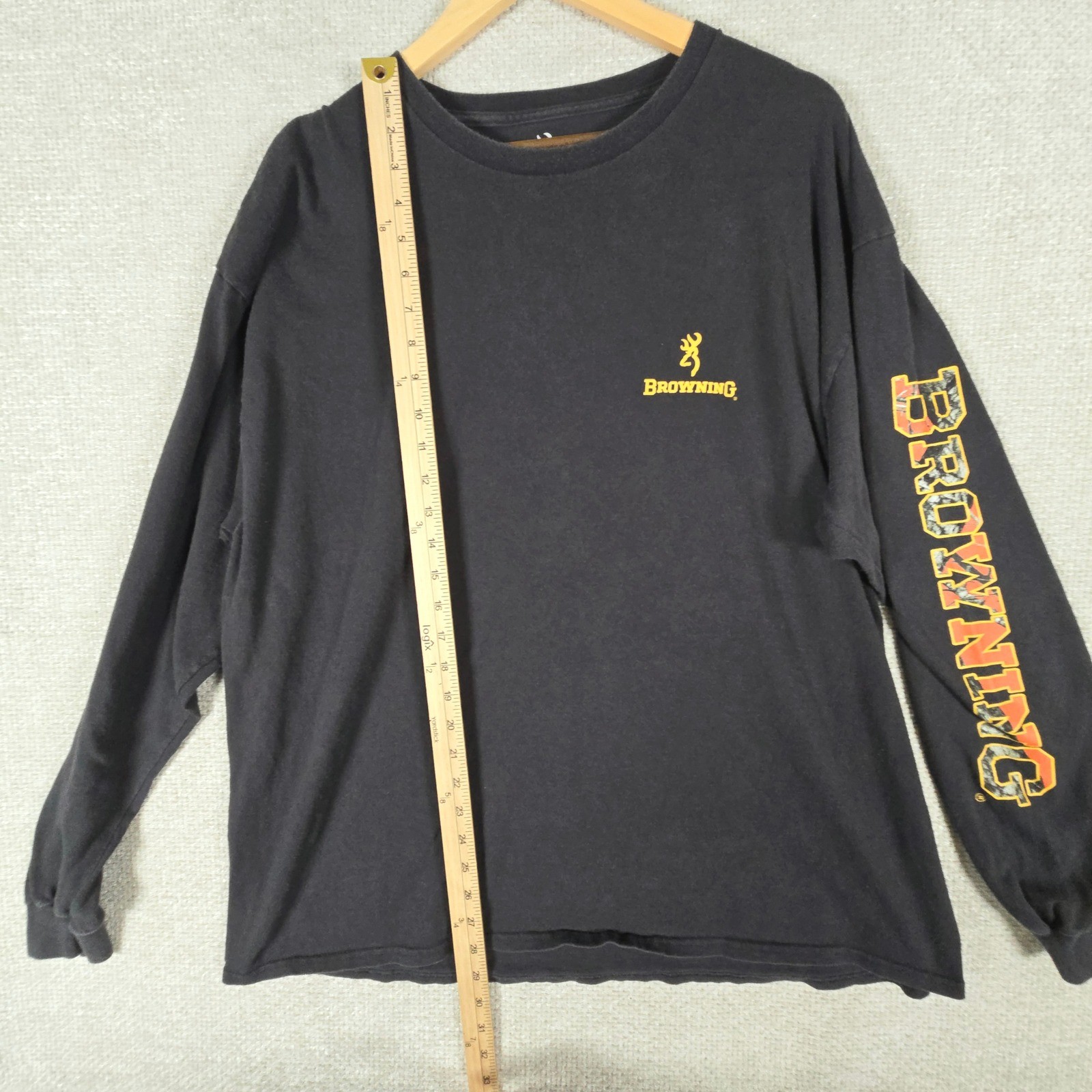 Browning Mens 2XL Black Long Sleeve Camo Logo Graphic T-Shirt Cotton Hunting Tee gallery