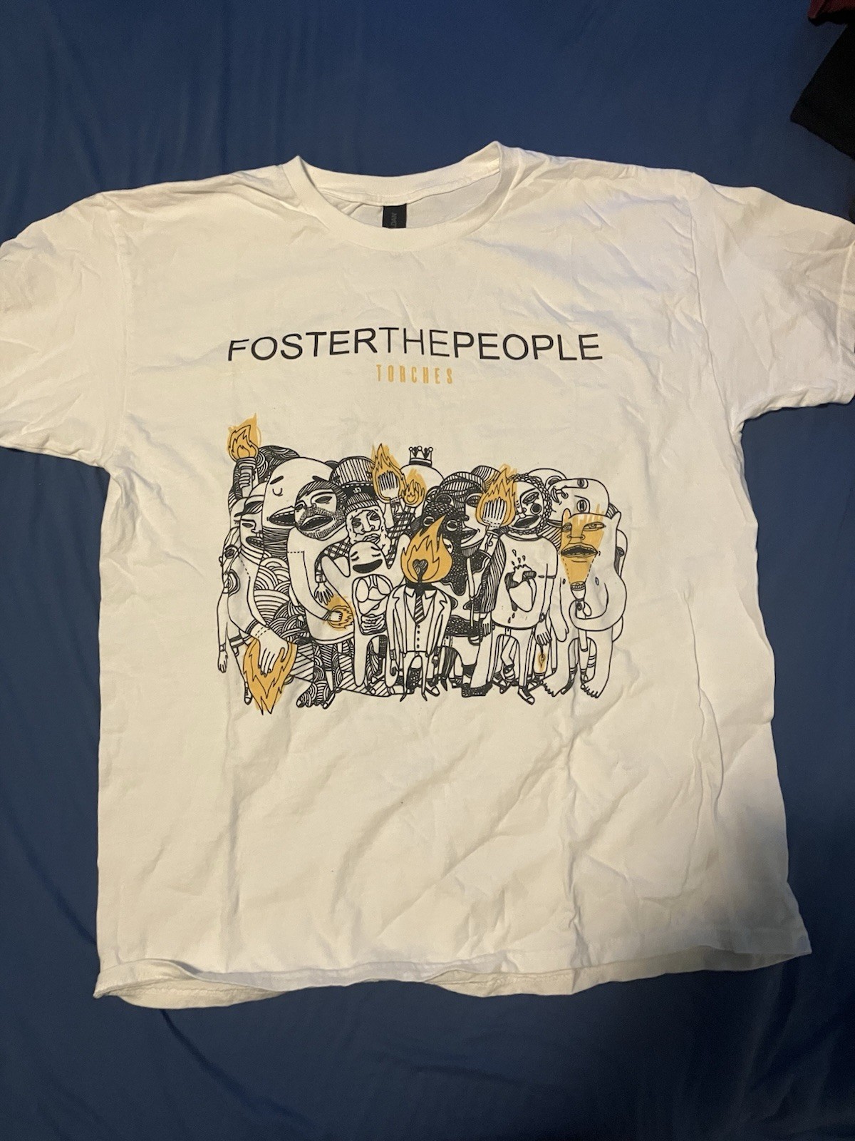 Foster The People Official Torches Pop Merch White Album Cover Graphic Tee Men L