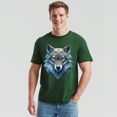 Wolf Geometric Wolves Animals Mens T-Shirt Polygonal Design
