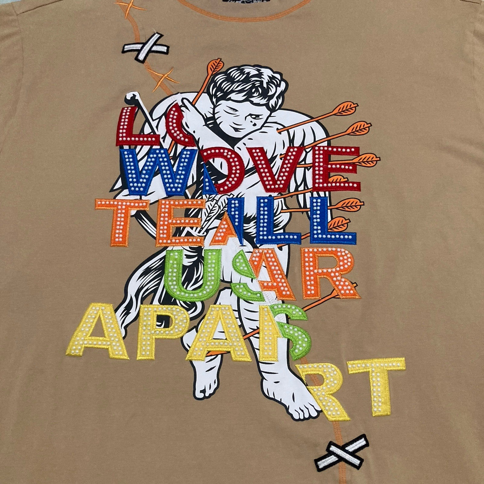 Frost Originals Love Will Tear Us Apart Cupid Graphic Beige Men's Beaded 3XB gallery