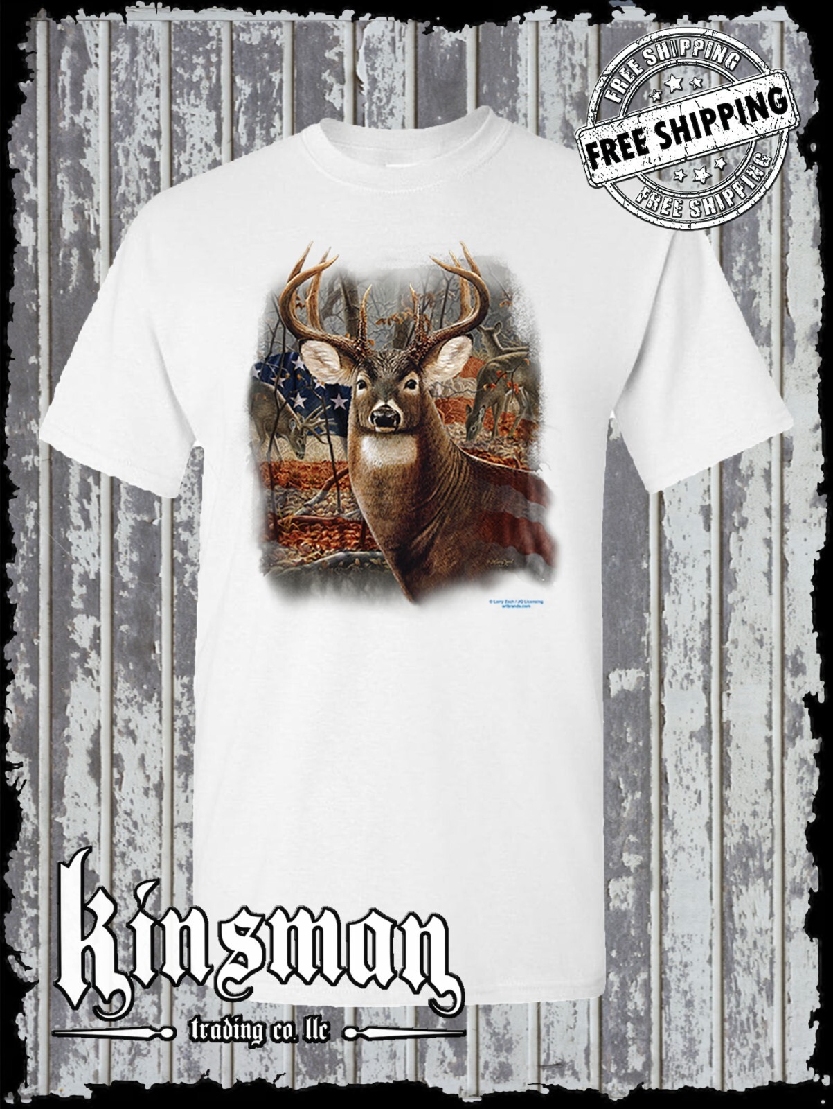 American Deer T-Shirt USA Flag Whitetail Buck Hunting Outdoors gallery