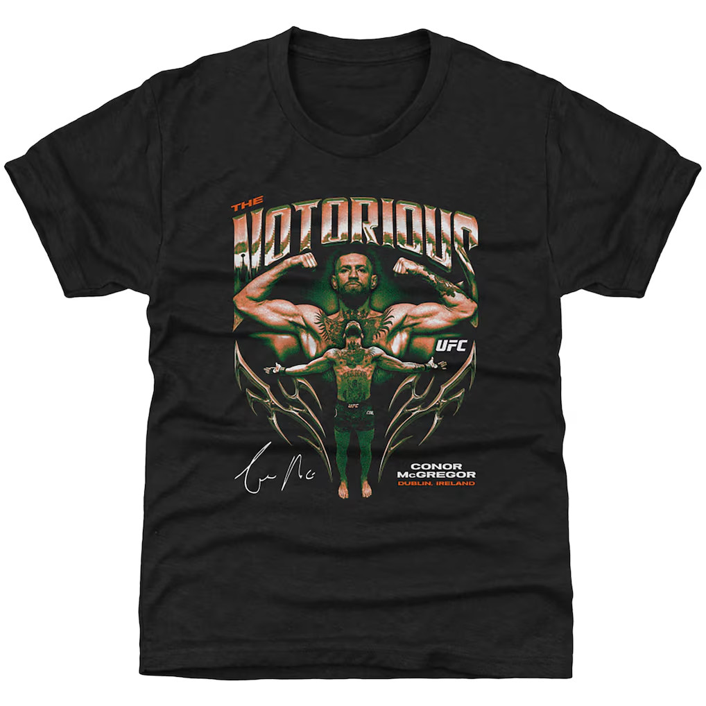 Heather Black Conor McGregor "Notorious" Pose T-Shirt gallery