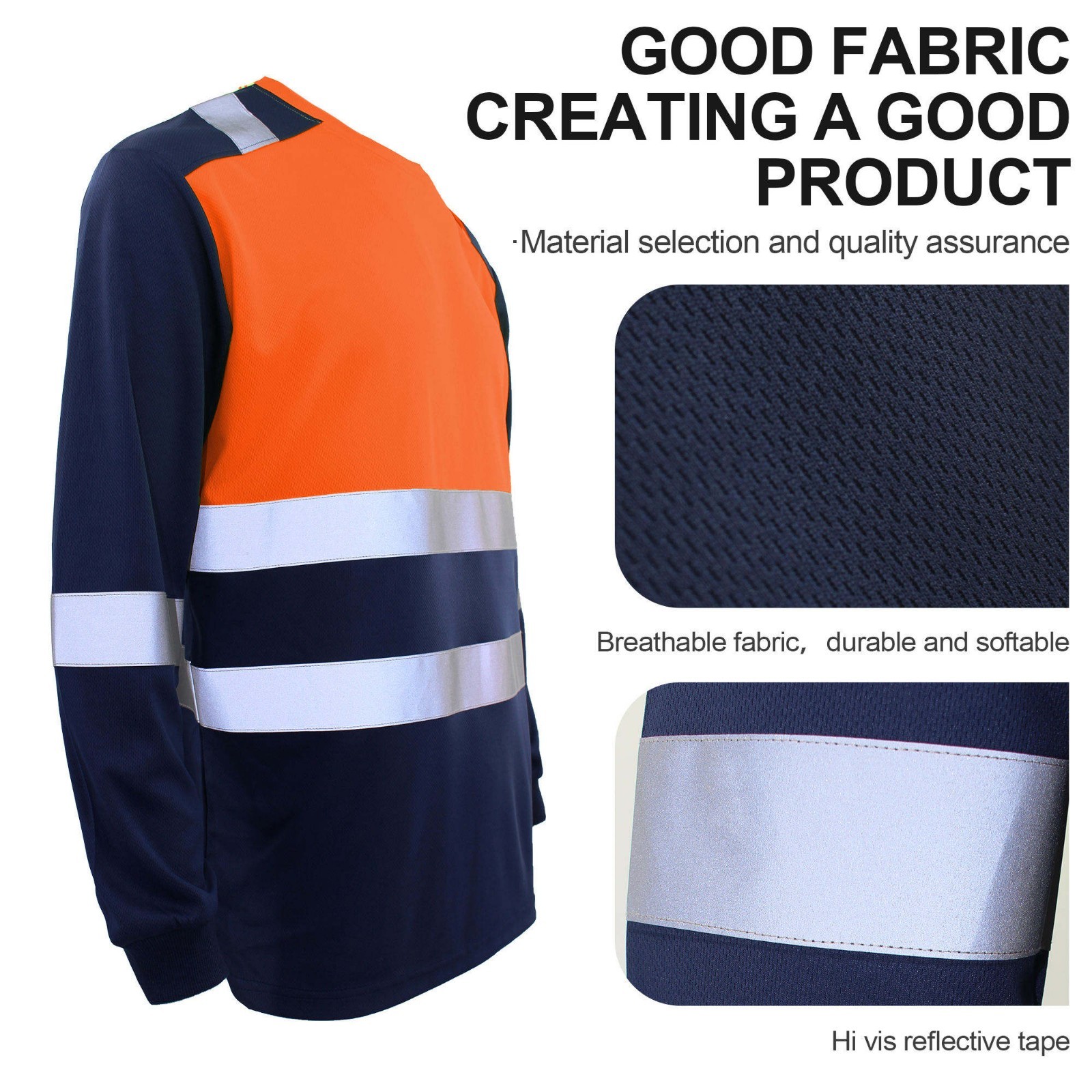 Hi Vis Viz T Shirt High Visibility Safety Reflective Tape Work Top Long Sleeve gallery